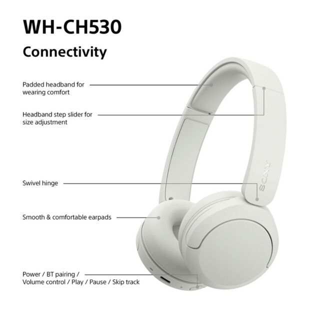 Sony WHCH530W.CE7 Wireless Over Ear Headphones - White