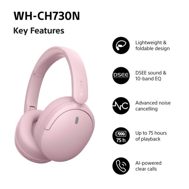 Sony WHCH730NP.CE7 Wireless Noise Cancelling Over ear headphones - Pink