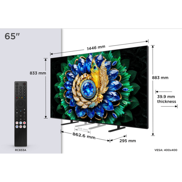 TCL 65A400M-UK 65inch QD-Mini LED 4K HDR TV Black