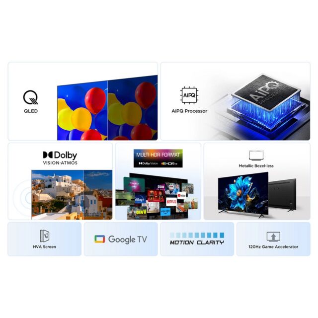 TCL 65P7K-UK 65inch 4K QLED Direct LED HDR Google TV