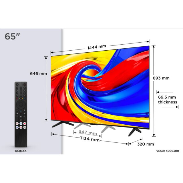 TCL 65P7L-UK 65inch 4K HDR QLED Direct LED Google TV