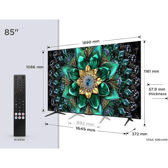 TCL 85Q6C-UK 85inch 4K QD-Mini LED UHD Smart Google TV