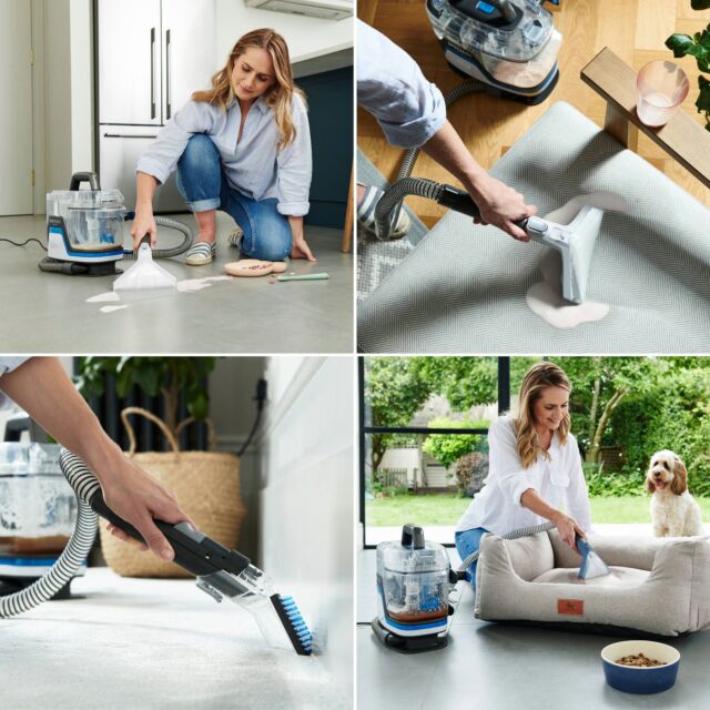 Vax CDSW-MPXPKIT SpotWash Home Duo Carpet Washer with extra 1.5L Spot Wash Antibacterial Solution – Blue