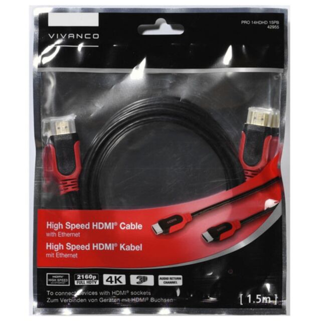 Vivanco UK Ltd 42955 4K High Speed 1.5M 4K HDMI Cable With Ethernet