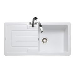 Rangemaster CAU10101WH/ Austell Fire Clay Ceramic 1 Bowl Inset Sink White