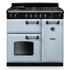 Rangemaster CL90DFPMSB/CM1 Classic 90cm Dual Fuel Cooker, Misty Blue/Chrome (2025)