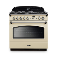 Rangemaster CLAS90FXDFFCR/C Classic FX 90cm Dual Fuel Cooker, Cream, Chrome Trim