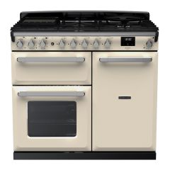 Rangemaster ESDL100DFPPCR/CM1 Estel Deluxe 100cm Dual Fuel Range Cooker, Pale Cream/Chrome