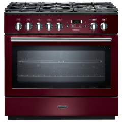 Rangemaster PROP90FXDFFCY/C PROFESSIONAL PLUS FX 90cm Dual Fuel Cooker, Cranberry