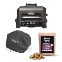 Ninja OG850UKCOVKIT OG850UK Woodfire XL Electric BBQ Grill & Smoker with Cover and Pellets - Black/G