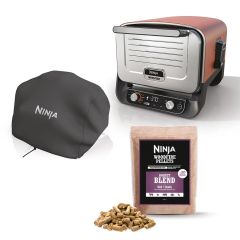 Ninja OO101UKCOVKIT Ninja Woodfire Outdoor Oven with Grill Cover & Woodfire Pellets - Terracotta/Ste