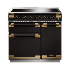 Rangemaster ELS90EIGB/BE ELISE Luxe 90cm Induction Range Cooker, Black, Brass Trim