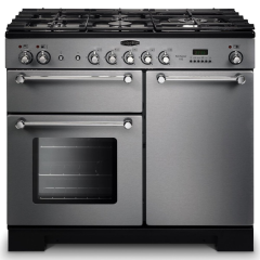 Rangemaster KCH100DFFSS/C Kitchener 100cm Dual Fuel Range Cooker, Stainless Steel