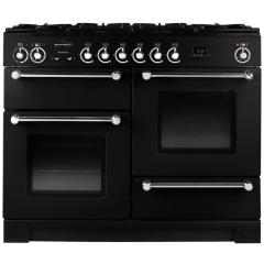 Rangemaster KCH110DFFBLC Kitchener 110cm Dual Fuel Range Cooker, Black/Chrome