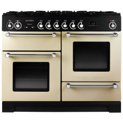 Rangemaster KCH110DFFCR/C KITCHENER 110cm Dual Fuel Range Cooker, Cream, Chrome Trim