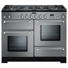 Rangemaster KCH110DFFSS/C KITCHENER 110cm Dual Fuel Range Cooker, Steel/Chrome