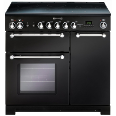 Rangemaster KCH90ECBL/C KITCHENER 90cm Ceramic Range Cooker, Black/Chrome
