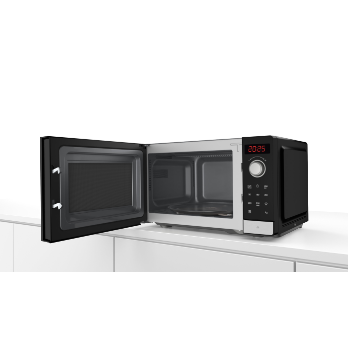 Bosch FFL023MS2B 800w 20 Litres Solo Microwave Oven, Black/Stainless
