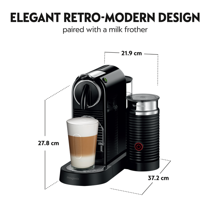 Delonghi EN267.BAE Nespresso Citiz Coffee Machine with Aeroccino Milk Frother, Black