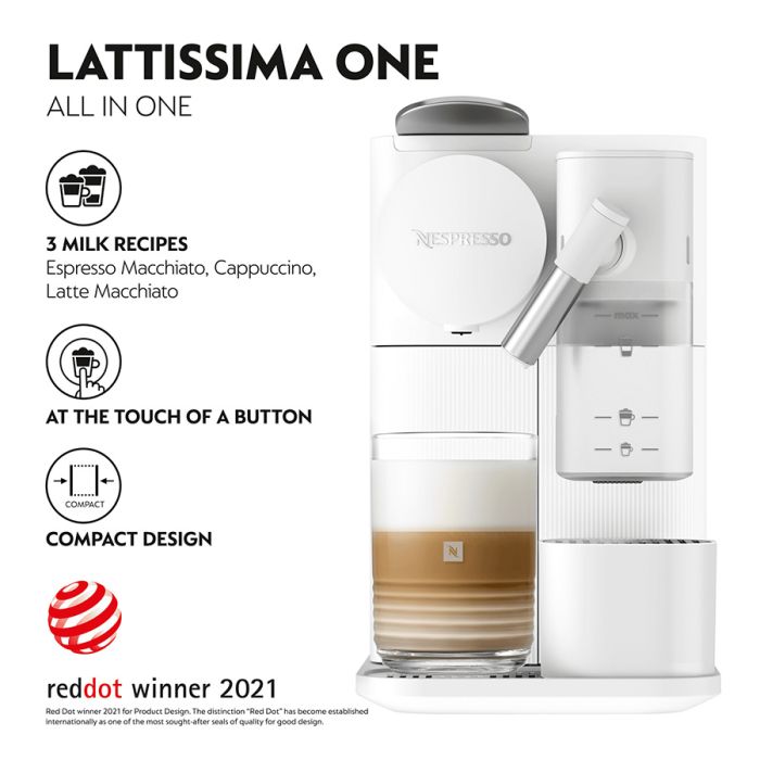 Delonghi EN510.W Nespresso Latissima One Pod Coffee Machine, White
