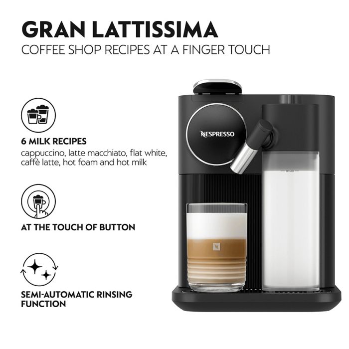 Delonghi EN640.B Gran Latissima Nespresso Coffee Machine, Black