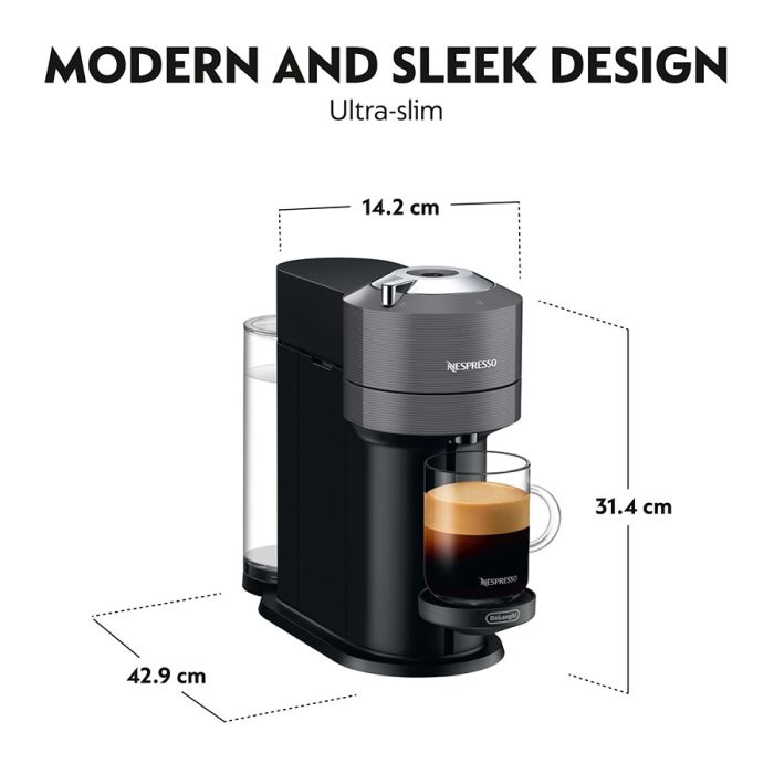 Delonghi ENV120.GYAE Nespresso Vertuo Next Capsule Coffee Machine with Aeroccino Milk Frother, Grey