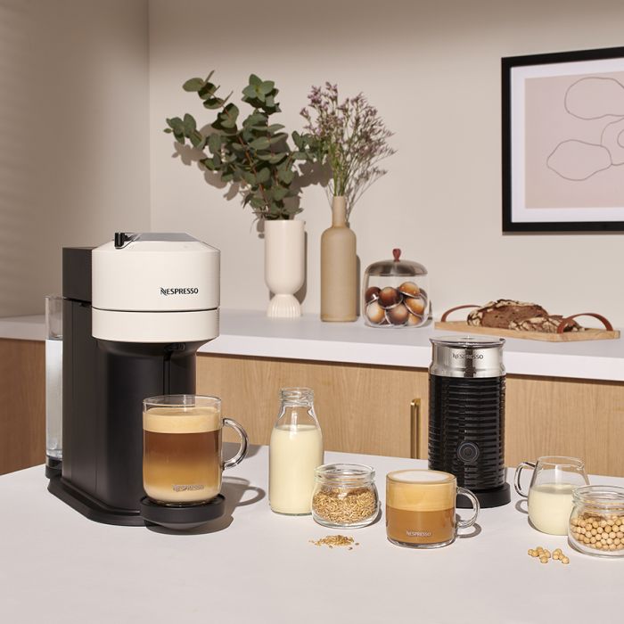 Delonghi ENV120.WAE Nespresso Vertuo Next Capsule Coffee Machine with Aeroccino Milk Frother, White