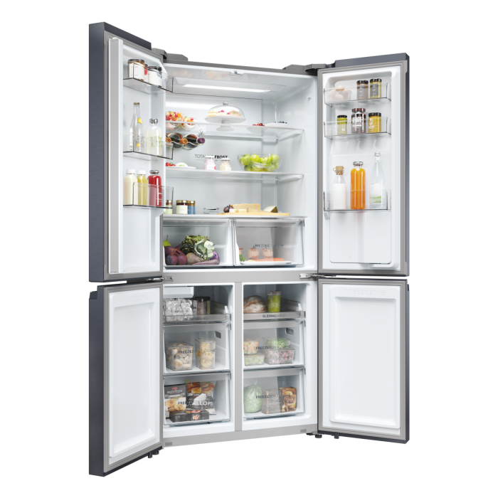 Haier HCR5919EHMB 90cm 60/40 Frost Free American Fridge Freezer - Brushed Black