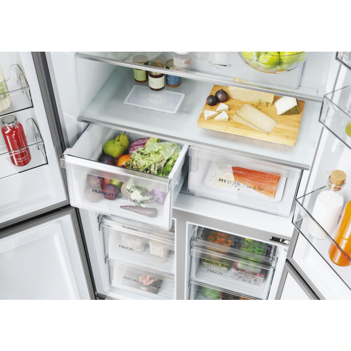 Haier HCR5919EHMB 90cm 60/40 Frost Free American Fridge Freezer - Brushed Black