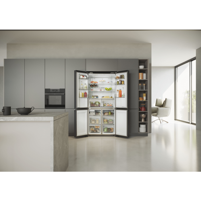 Haier HCR5919EHMB 90cm 60/40 Frost Free American Fridge Freezer - Brushed Black