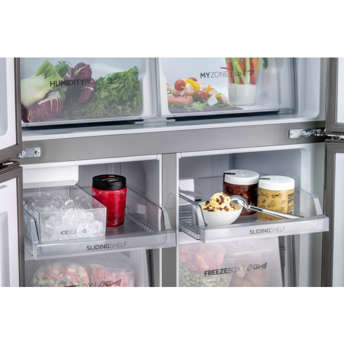 Haier HTF_520IP7 90.5cm Frost Free American Style Fridge Freezer - Platinum Inox