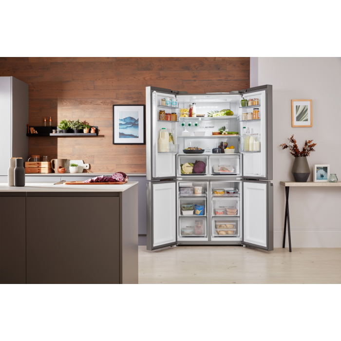 Haier HTF_520IP7 90.5cm Frost Free American Style Fridge Freezer - Platinum Inox