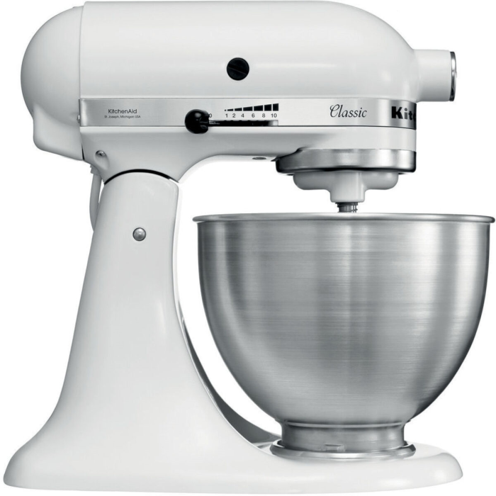 KitchenAid 5K45SSBWH 4.3L Classic Stand Mixer, White