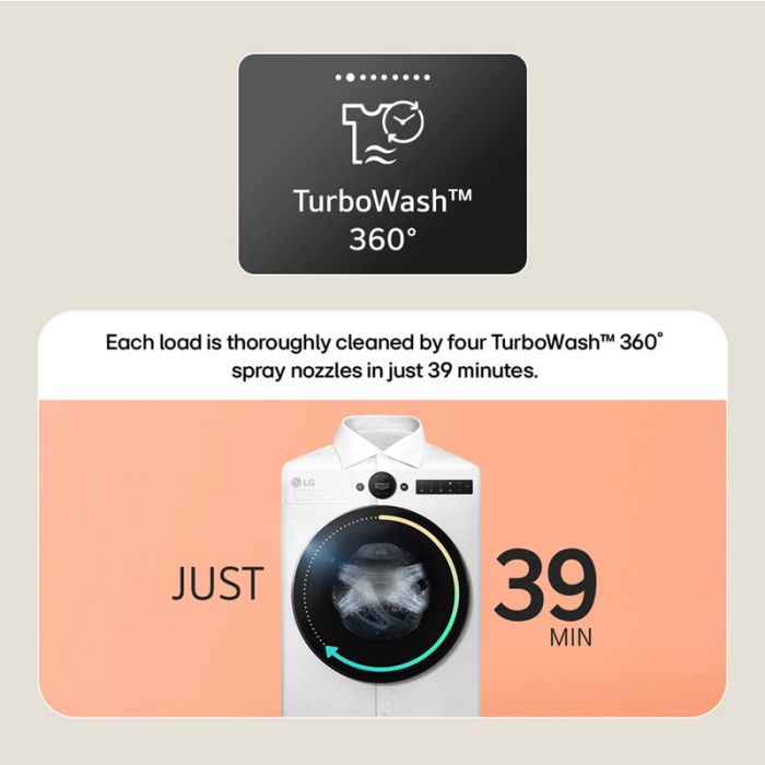 LG F4X7009TBB 9kg 1400 Spin Washing Machine - Black