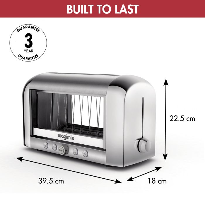 Magimix 11526 TOASTER 2-Slice Vision Toaster with Glass Window, Stainless S