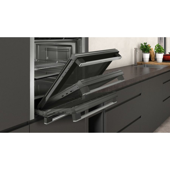 NEFF B3ACE4HN0B A Rated 60cm Slide Hide Built-In Single Oven, Stainless