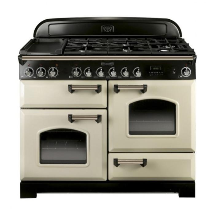 Rangemaster CDL110DFFCR/B CLASSIC DELUXE 110cm Dual Fuel Range Cooker, Cream/B