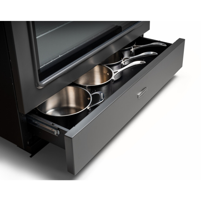 Rangemaster CLAS90FXDFFBL/B Classic FX 90cm Dual Fuel Cooker, Black, Brass Trim