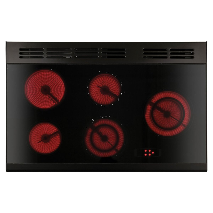 Rangemaster KCH90ECBL/C KITCHENER 90cm Ceramic Range Cooker, Black/Chrome