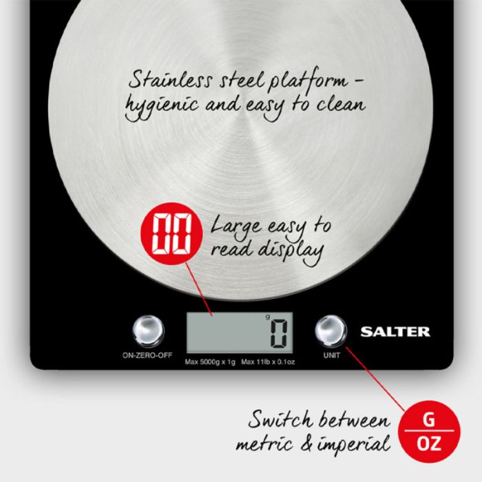 SALTER 1036BKSSDREU16 Electronic Kitchen Scales - Black
