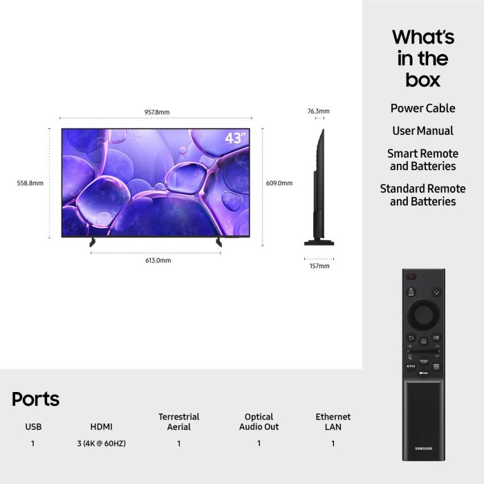 Samsung UE43U8020FKXXU 43inch 4K Crystal UHD Smart TV