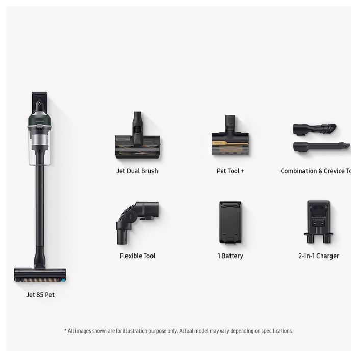 Samsung VS20C8522TN/EU Samsung Jet 85 Cordless Vacuum Cleaner with Pet Tool+ - 60 Minutes Run Time -