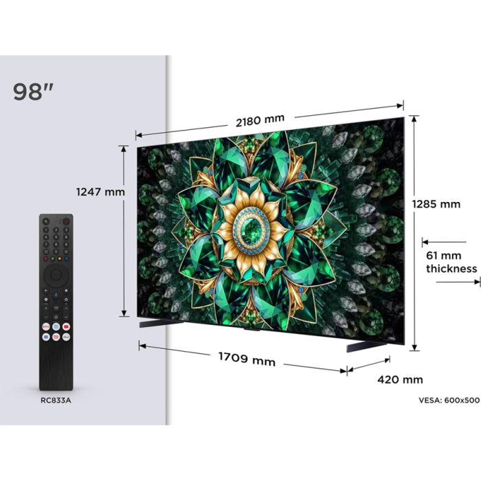 TCL 98Q7C-UK 98inch 4K QD-Mini LED UHD Smart Google TV