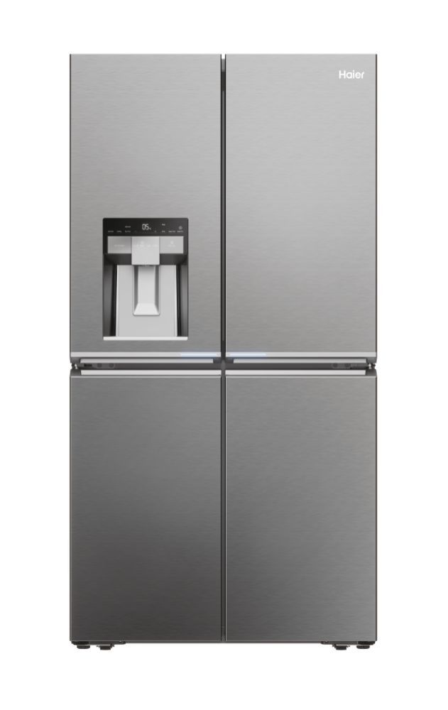 Haier HCR7918EIMP Plumbed Total No Frost American Fridge Freezer - Platinum Inox