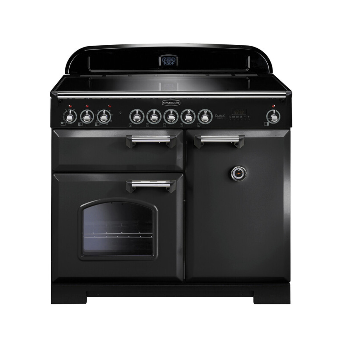 128610 CLASSIC Deluxe 100cm Induction Range Cooker, Charcoal Black/Chrome Trim