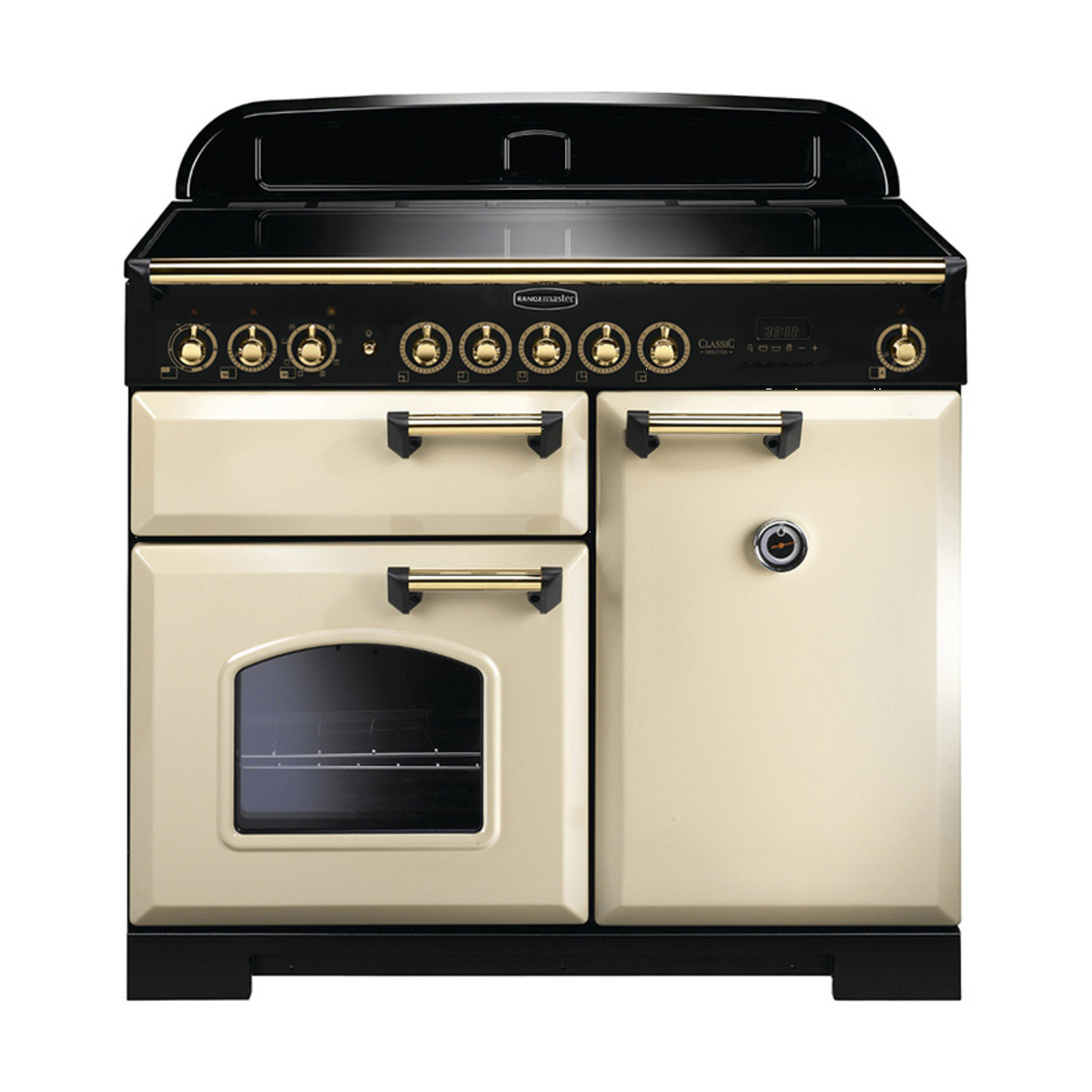 115580 CLASSIC Deluxe 100cm Induction Range Cooker, Cream/Brass Trim
