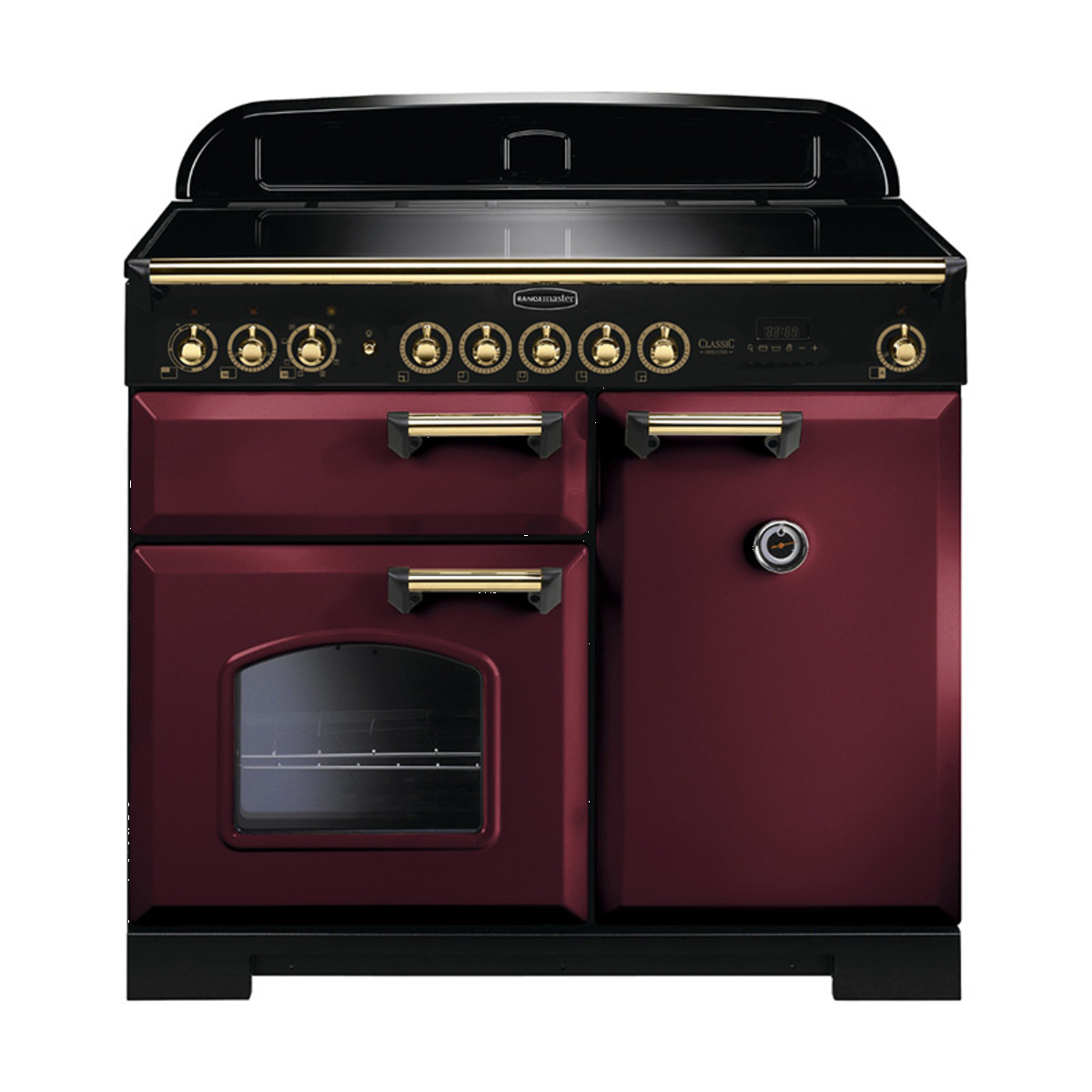 115590 CLASSIC Deluxe 100cm Induction Range Cooker, Cranberry/Brass Trim