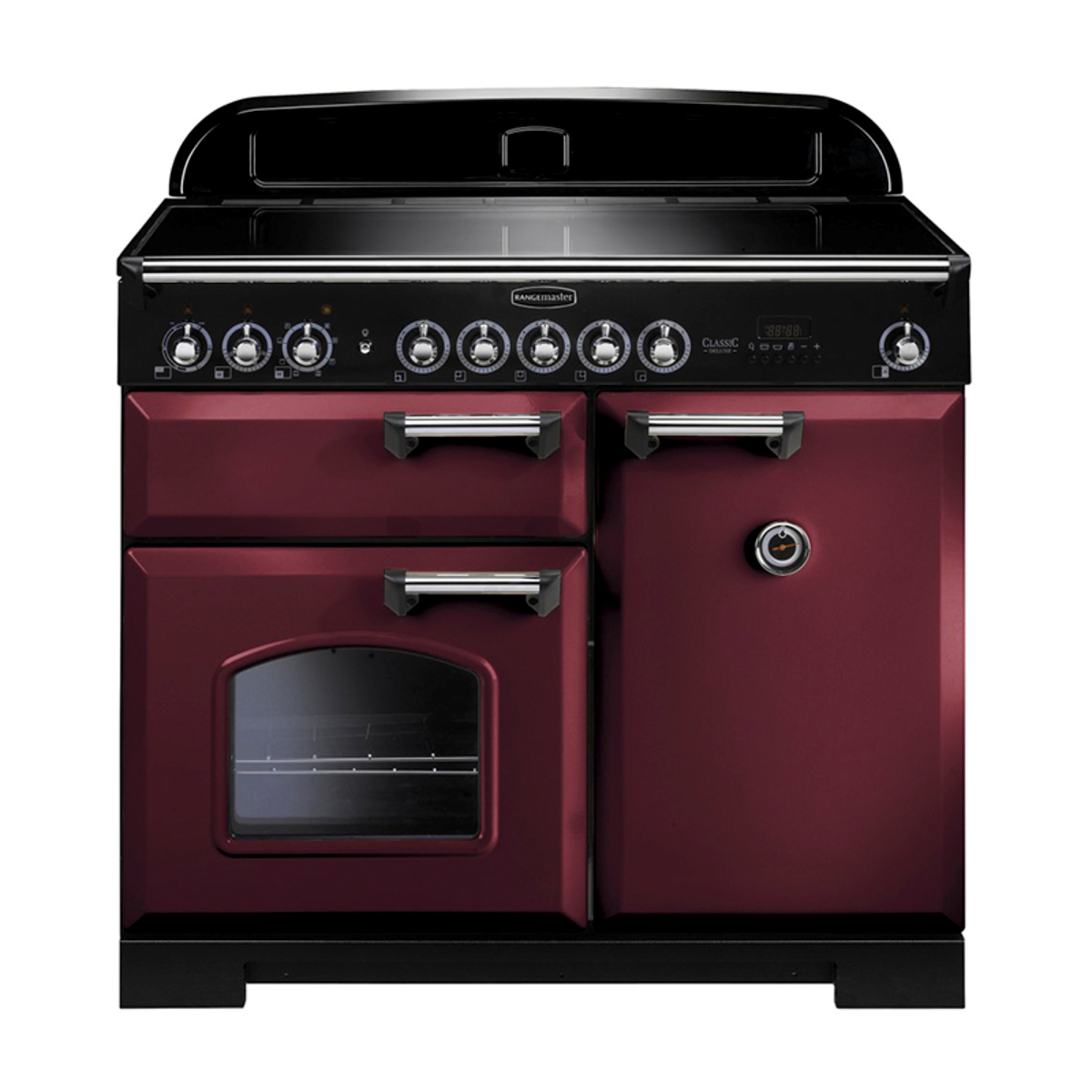 95940 CLASSIC Deluxe 100cm Induction Range Cooker, Cranberry/Chrome Trim