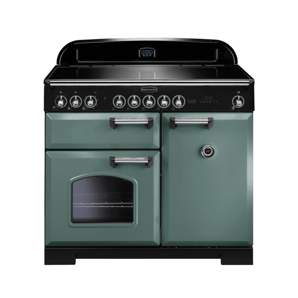 127470 CLASSIC Deluxe 100cm Induction Range Cooker, Mineral Green/Chrome Trim