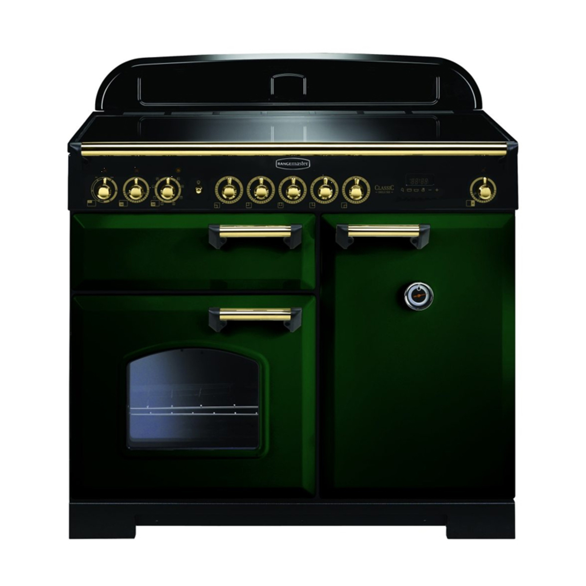 114000 CLASSIC Deluxe 100cm Induction Range Cooker, Racing Green/Brass Trim